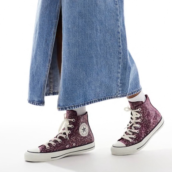 CONVERSE Orchid Abyss/Egret/Black Chuck Taylor All Star Glitter SZ 11 - Picture 10 of 16
